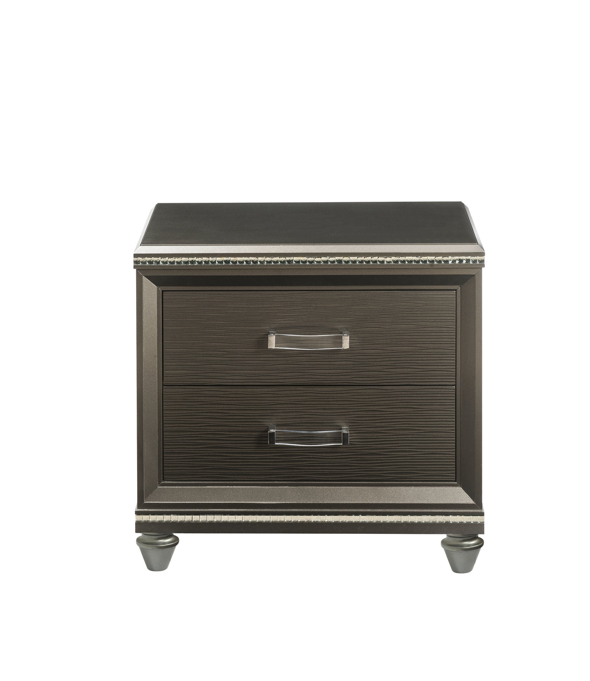 Dark Champagne 2 Drawer Nightstand Champagne 2 Drawers Bedroom Rectangle Felt Lined Drawers Solid Wood Mdf