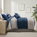 7 Piece Faux Suede Comforter Set Blue Queen Queen Blue Polyester