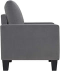 1Pc Mid Century Modern Upholstered Living Room Arm Chair Gray Microfiber Wood Fabric Gray Primary Living Space Contemporary,Mid Century Modern,Modern Foam Wood