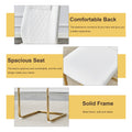 Table And Chair Set.A Modern Minimalist Style Round Clear Tempered Glass Table With Metal Legs.Paried With White Chairs With Modern Pu Leather High Back Upholstered And C Tube Golden Legs. Transparent Seats 6 Glass