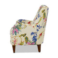 Paradise Upholstered Arm Chair, Off White Floral Printed On Cotton Beige Foam Fabric