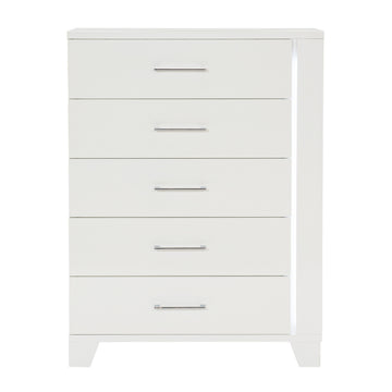 White High Gloss Finish Modern Bedroom 1Pc Storage Chest Of Drawers Led Light Strip Wooden Furniture White Bedroom Modern Wood