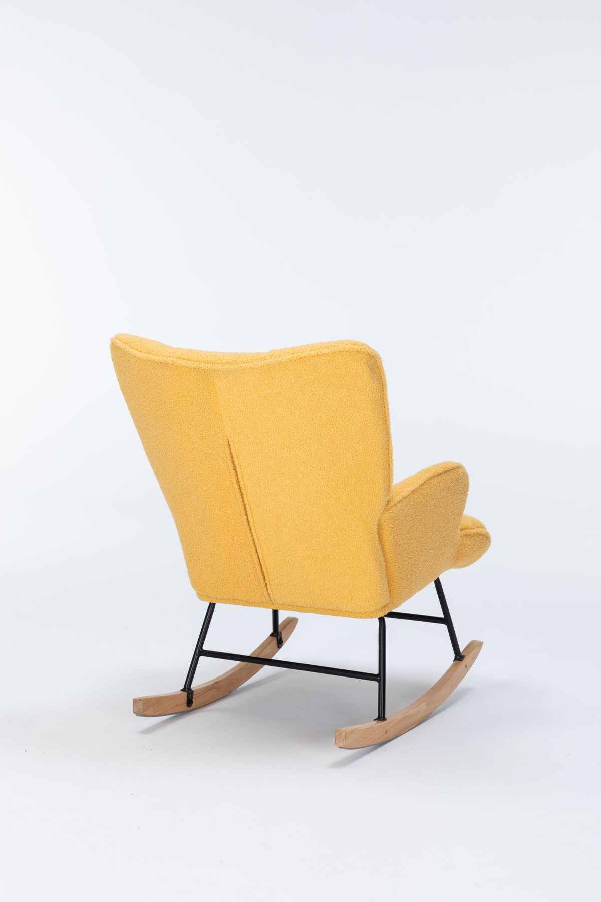 Rocking Chair Nursery, Teddy Upholstered Glider Rocker With High Backrest, Reading Chair Modern Rocking Accent Chairs Glider Recliner For Living Room, Nursery, Bedroom Yellow Velvet