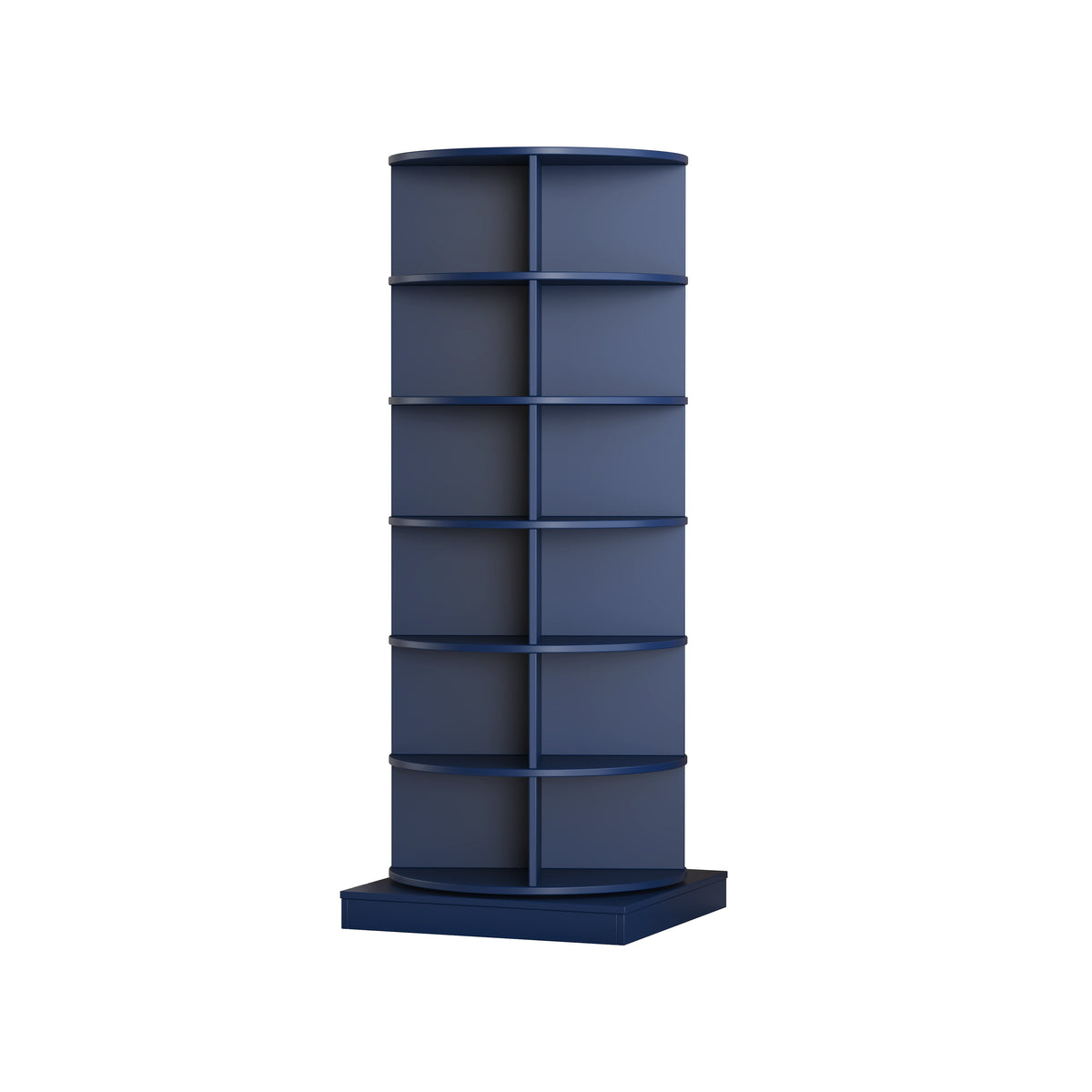 Blue 360 Rotating Shoe Cabinet 6 Layers Round Smoke Blue Primary Living Space Wood Shelves American Design,American Traditional,Antique Particle Board Mdf