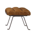 Toffee Tufted Ottoman Brown Genuine Leather Metal Primary Living Space Backless Solid Brown Rectangle Armless Genuine Leather