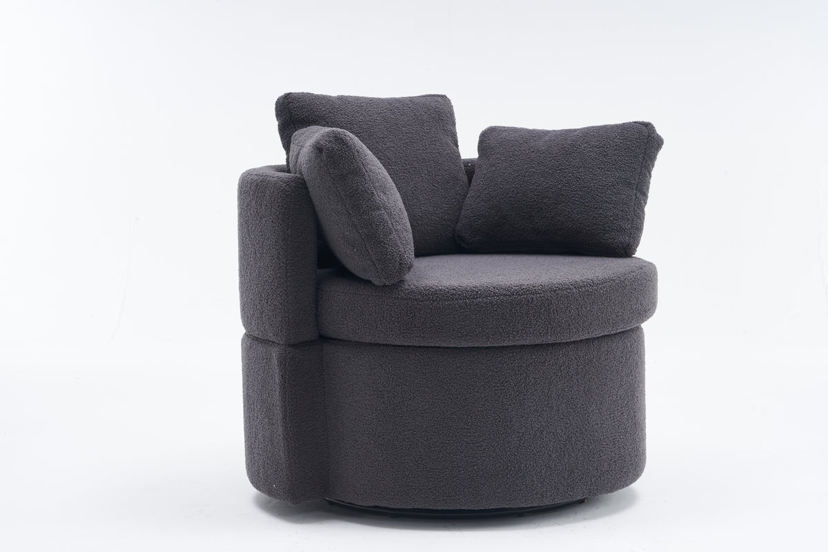 029 Teddy Fabric Swivel And Storage Chair With Back Cushion For Living Room,Dark Gray Dark Gray Primary Living Space Modern Foam Teddy