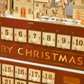 Homcom Christmas Advent Calendar, Light Up Table Xmas Wooden Bus Holiday Decoration With Countdown Drawer, Santa Claus Street House, For Kids And Adults Red Plywood