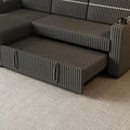 85 Inches Corduroy Sofa Bed, 3 Seater Sleeper Sofa With Storage Chaise, Square Handrail With Two Cup Holder And Usb Charge Port, Pull Out Couch For Living Room Dark Grey Corduroy 3 Seat