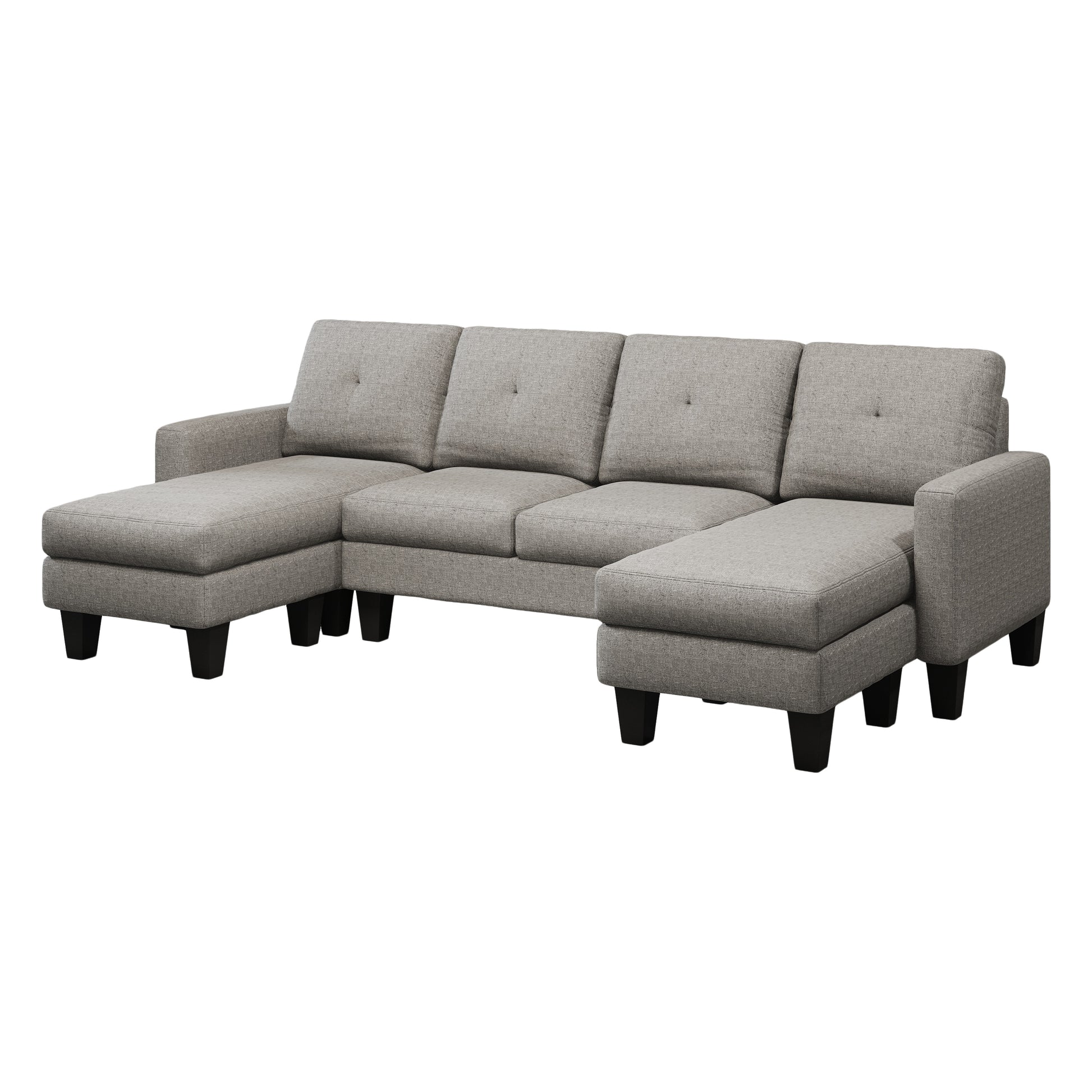 U Shaped Sofa Coch 4 Seat Sofa With Chaise Polyester Fabric For Living Room Apartment Office Light Grey Light Gray Primary Living Space Soft Eucalyptus Foam Linen 4 Seat