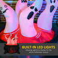Outsunny 4Ft Halloween Inflatables Outdoor Decorations White Ghosts In Red Cauldron, Blow Up Led Yard Decor For Garden, Lawn, Party, Holiday White Polyester