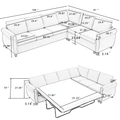 Arrived Sleeper Sofa, 2 In 1 Pull Out Couch Bed,6 Seater Sofa Bed, L Shaped Sleeper Sectional Sofa Couch,Riveted Sofa,104'' Large Combined Sofa Bed In Living Room, Beige Beige Polyester Wood Primary Living Space Medium Soft Cushion Back Modern Polyester