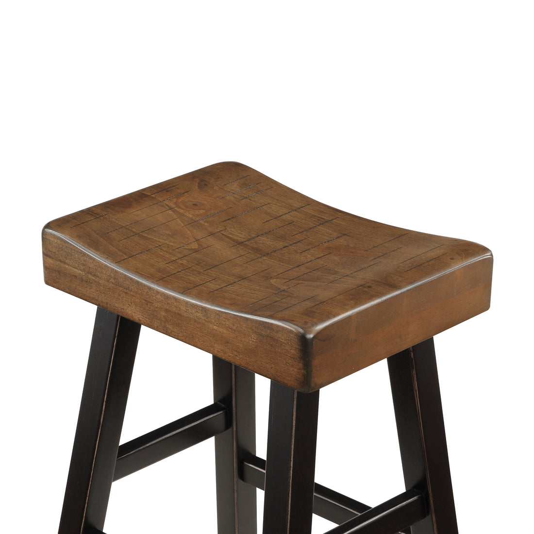Transitional Design Counter Height Stools Set Of 2Pcs, Black And Brown Finish Solid Rubberwood Furniture Black,Brown Dining Room Transitional Set Of 2 Solid Wood