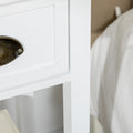 Homcom 2 Tier Side Table With Drawer, Narrow End Table With Bottom Shelf, For Living Room Or Bedroom, White White Mdf