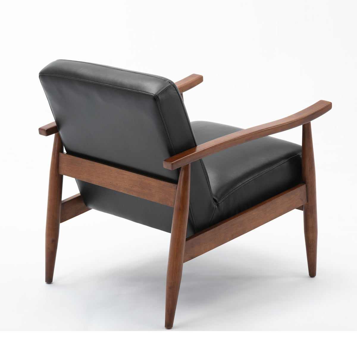 Archer Black Leather Gel Wooden Base Accent Chair Black Foam Faux Leather