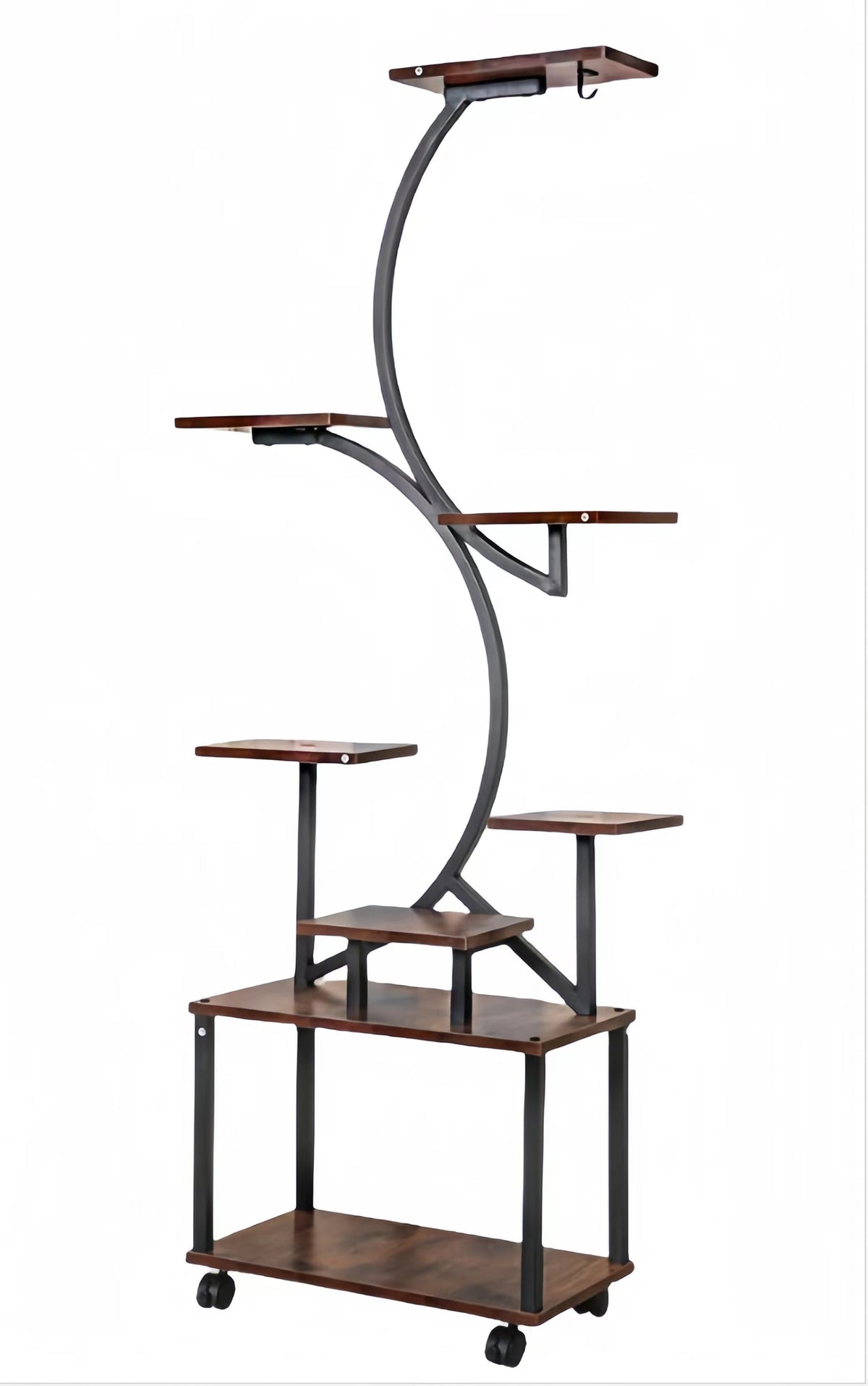 Plant Stand Indoor With Grow Lights, 8 Tiered Indoor Plant Shelf, 61" Tall Plant Stand For Indoor Plants Multiple, Metal Plant Flower Holder Stand, S Shaped Plant Rack For Home, Patio Black Black