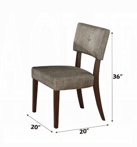 Drake Gray Fabric & Espresso Finish Side Chair Set Of 2 Gray Fabric