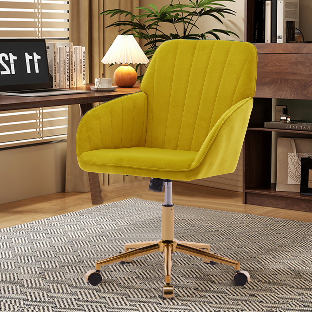 Ty Office Chair Bright Yellow Velvet