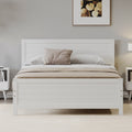 Wood Platform Bed Frame With Headboard, Mattress Foundation With Wood Slat Support, No Box Spring Needed, King Size, White Box Spring Not Required King White Wood Solid Wood Mdf