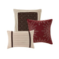 7 Pc Pieced Faux Suede Comforter Set Red Cal King California King Red Polyester
