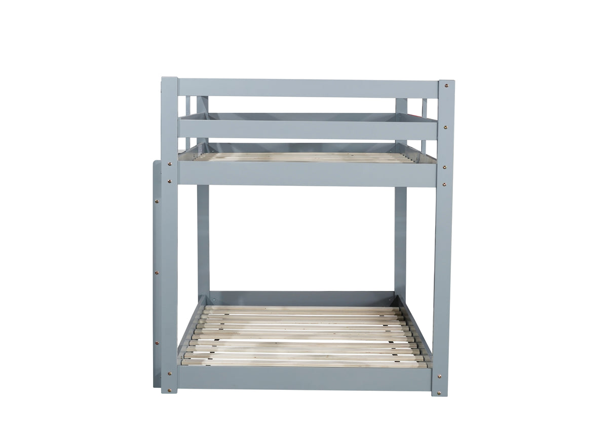 Solid Woodensolid Rubber Wooden Twin Over Twin Loft Bed With Ladder ,Upper And Bottom Bed Platforms Crafted With Strengthened Slats ,Grey Twin Grey Rubber Wood