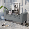Homcom Button Tufted Storage Ottoman Bench, Upholstered Bench With Rolled Armrests For Living Room Or Hallway, Gray Grey Polyester
