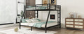 Metal Queen Over King Bunk Bed For Teens And Adults,Space Saving Noise Reduced No Box Spring Needed, Black Black Metal