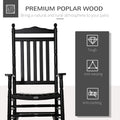 Outsunny Traditional Wooden High Back Rocking Chair For Porch, Indoor Outdoor, Black Black Wood