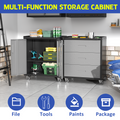 Heavy Duty Metal Garage Storage Cabinet With Wheels Sturdy And Durable Tool Storage Cabinet For Garage, Office, And Home Organizer Solutions Black Gray Steel