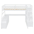 Full Size Loft Bed With 7 Drawers 2 Shelves And Desk White Full White Plywood