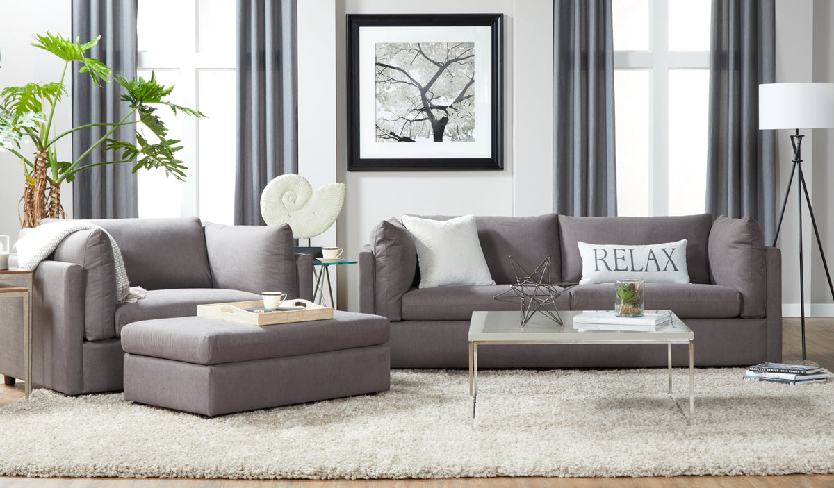 Enda Pillow Back Fabric 3 Piece Sofa And Cuddler Chair Set Carbon Gray Wood Primary Living Space Medium Firm Pillow Back Modern Pillow Top Arms Foam Wood Fabric 4 Seat