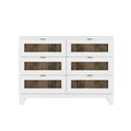 Rustic Farmhouse Style Wooden Dresser With 6 Drawers, Storage Cabinet For Bedroom With Metal Handles, White White Particle Board