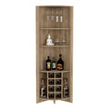 Essential Corner Bar Cabinetthree Shelves, Eight Built In Wine Rack, Two Side Shelves Beige Primary Living Space Modern Shelves Included Particle Board