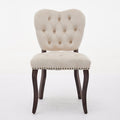 French Vintage Tufted Upholstered Fabric Dining Chair,Set Of 2,Beige,Sw1869Bg Beige Dining Room American Design Dining Chairs Rubberwood Set Of 2 Foam Velvet
