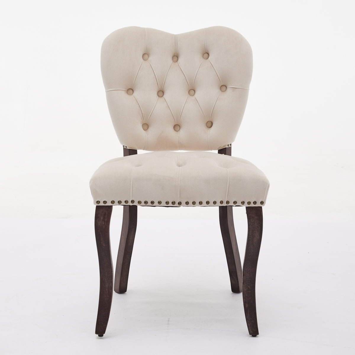 French Vintage Tufted Upholstered Fabric Dining Chair,Set Of 2,Beige,Sw1869Bg Beige Dining Room American Design Dining Chairs Rubberwood Set Of 2 Foam Velvet