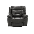 Grey Power Recliner With Usb Port Grey Faux Leather Manual Push Button Metal Primary Living Space Tight Back Push Button Pillow Top Arms Wood Fabric