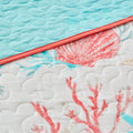 6 Piece Cotton Sateen Quilt Set With Throw Pillows Coral King Cal King King Coral Cotton