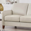 Laa Leather Loveseat Beige Genuine Leather Wood Primary Living Space Medium Firm Cushion Back Mid Century Modern Eucalyptus Rolled Arms Down Filling Genuine Leather