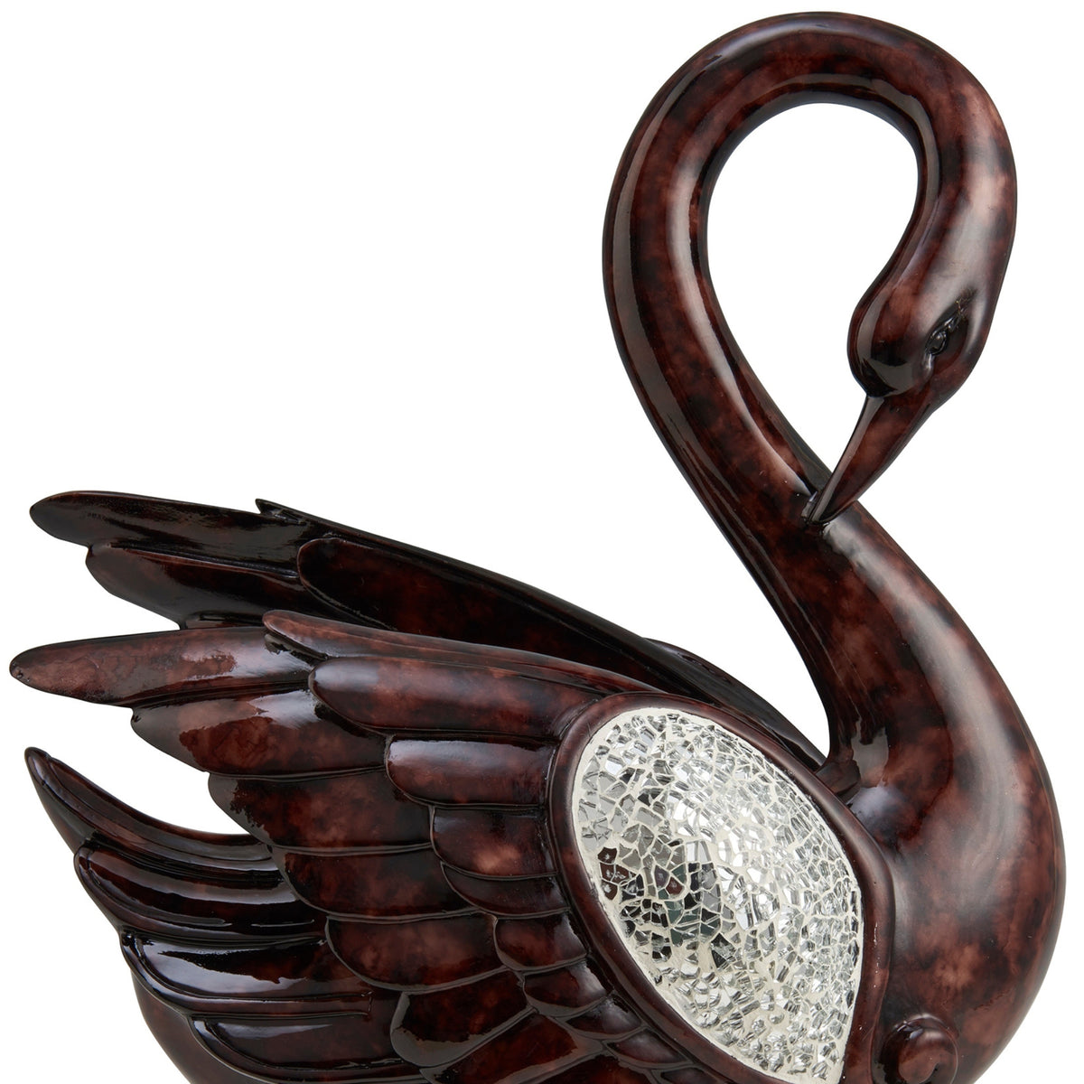 16.5 Inch Tall Folius Floral Foliage Swan Decor Cherry Polyresin