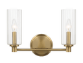 Regal Double Light Vanity With Clear Ribbed Glass Satin Brass Clear,Gold Glass,Metal