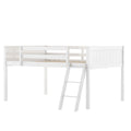 Full Size Wood Low Loft Bed With Ladder, Ladder Can Be Placed On The Left Or Right, White Oid Sku: Gx000366Aak Box Spring Not Required Full White Wood Bedroom Solid Wood Mdf