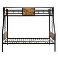 Twin Over Full Metal Bunk Bed With 2 Side Ladder And Full Length Guardrail, No Box Spring Needed, Large Under Bed Storage, Easy Assembleblack & Brown Full Black Brown Mdf Metal