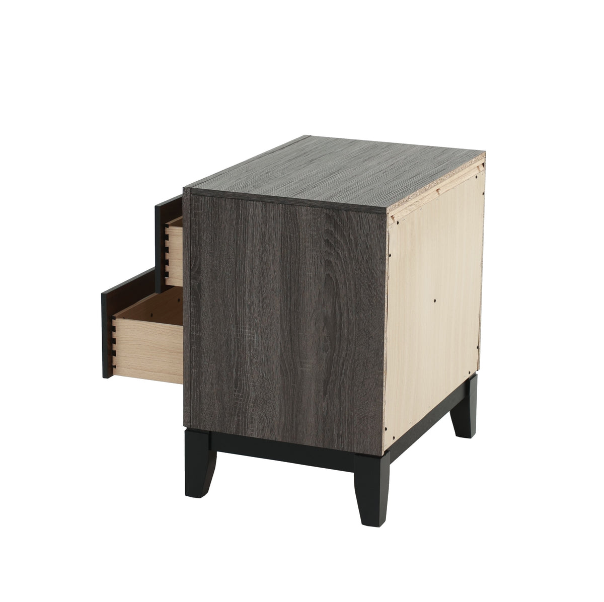 Bedroom Furniture Rustic Grey Oak Simple 1Pc Nightstand 2 Drawers Bed Side Table Solidwood Gray 2 Drawers Bedroom Bedside Cabinet Modern,Transitional Pine Drawers Particle Board Mdf,Solid Wood