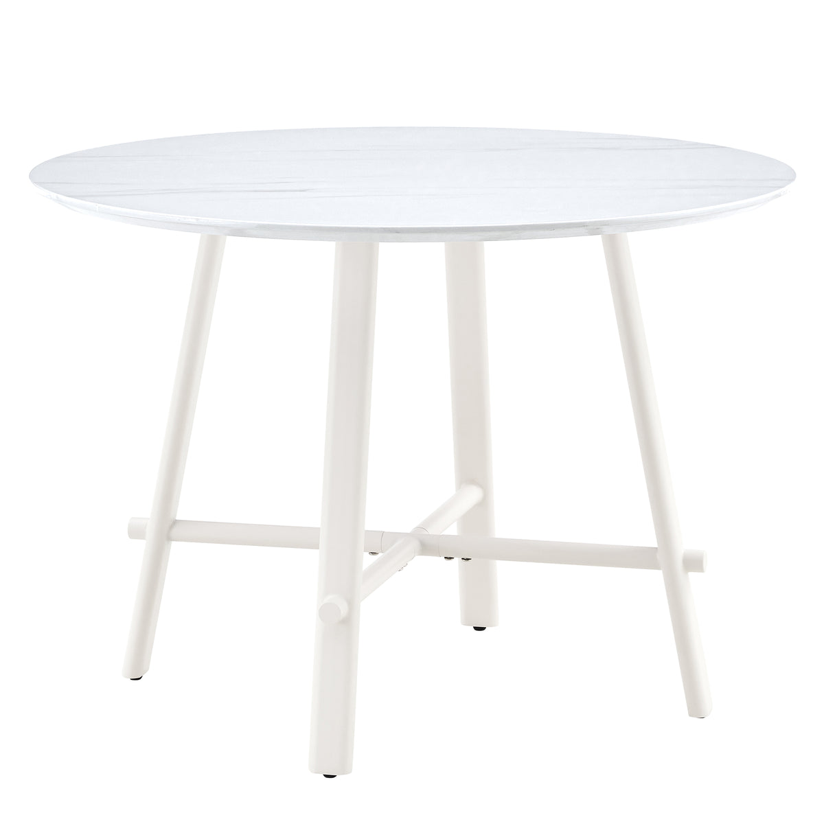 Table And Chair Set, Mdf Desktop, White Metal Table Legs, Stable And Beautiful, Suitable For Most Styles Of Home. Modern Simple Dining Table, Comfortable Seating. White Seats 4 Mdf