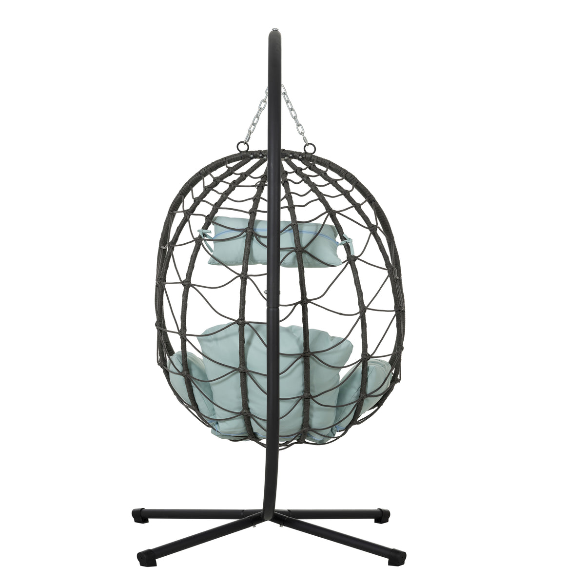 Egg Chair With Stand Indoor Outdoor Swing Chair Patio Wicker Hanging Egg Chair Hanging Basket Chair With Stand For Bedroom Living Room Balcony Gray Steel