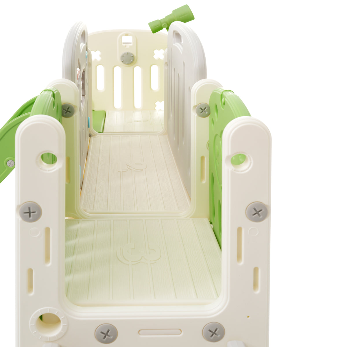 11 In 1 Toddler Slide, Kids Slide For Toddler Age 1 3 With Basketball Hoop, Kids Slide Playset Structure,Arch Tunnel And Telescope, Toy Storage Organizer For Toddlers, Kids Climbers Playground Green Cute 1 To 2 Years Hdpe Indoor & Outdoor Use