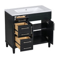 36'' Bathroom Vanity With Top Resin Sink, Freestanding Bathroom Storage Cabinet With 2 Drawers And A Tip Out Drawer, Solid Wood Frame Vanity Set, Height Adjustable Shelf 3 Black 2 2 Adjustable Shelves Bathroom Freestanding Solid Wood Mdf Resin Painted