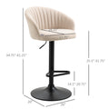 Homcom Adjustable Swivel Bar Stools Set Of 2, Linen Touch Fabric, Beige Beige Polyester