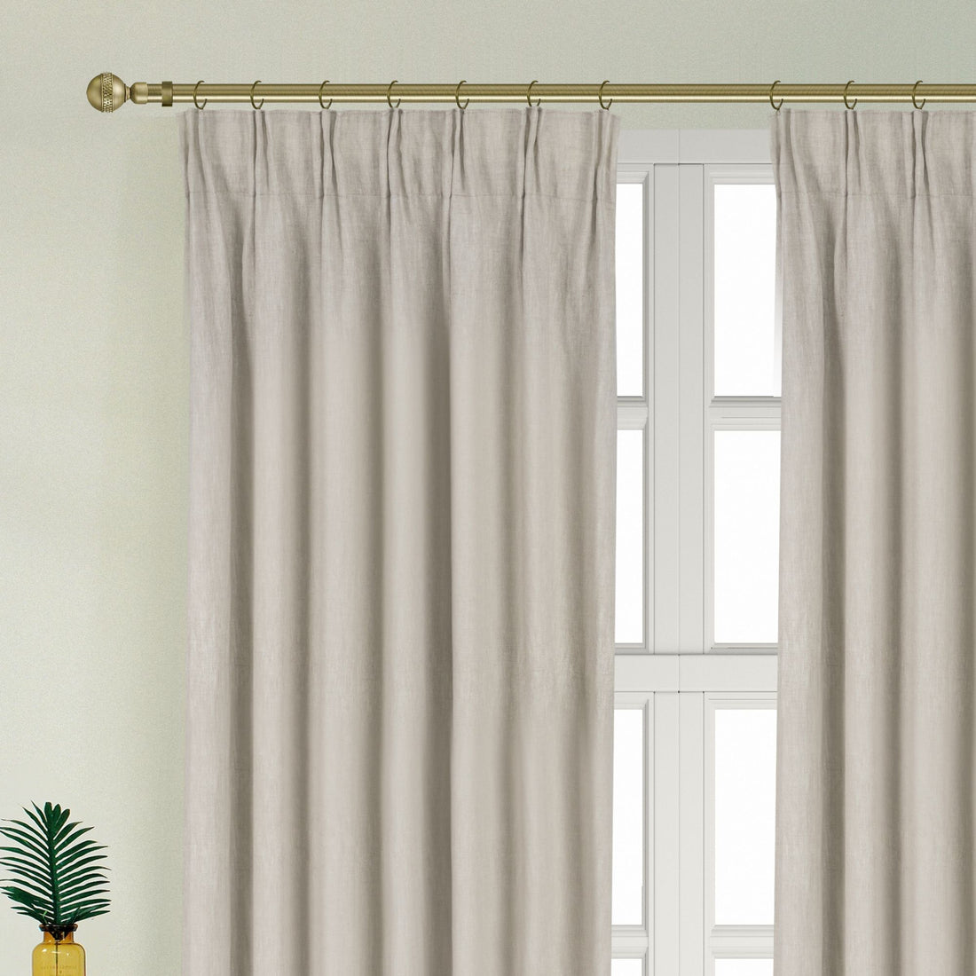 Newport Cotton Lining Window Curtains For Bedroom, Linen Curtains For Living Room, 84 Inches Long Curtains For Living Room, Greige Greige Linen