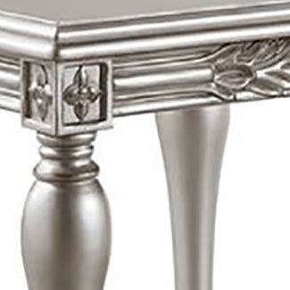 Platinum End Table With Turned Leg Silver Primary Living Space Rubberwood Square Wood