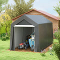 Outsunny 7' X 12' Garden Storage Tent, Heavy Duty Outdoor Shed, Waterproof Portable Shed Storage Shelter With Ventilation Window And Large Door For Bike, Motorcycle, Garden Tools, Gray Gray Steel